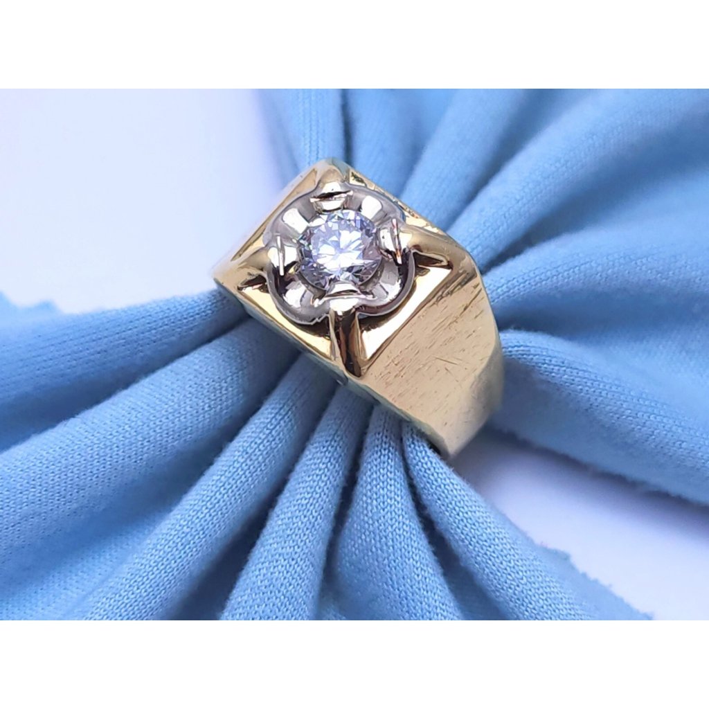 Elegant 14k Solid Two Tone Multi Color Gold Designer Diamond Mens Ring  Size 9